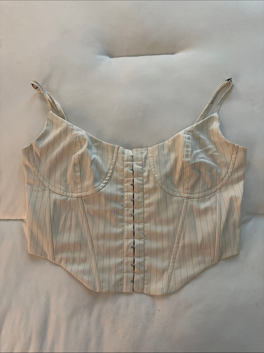 Kendall & Kylie Striped Cream Corset Top